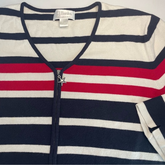 C. J. Banks by Christopher and Banks 2X Red White and Blue Sweater with Star Zip - Picture 2 of 10